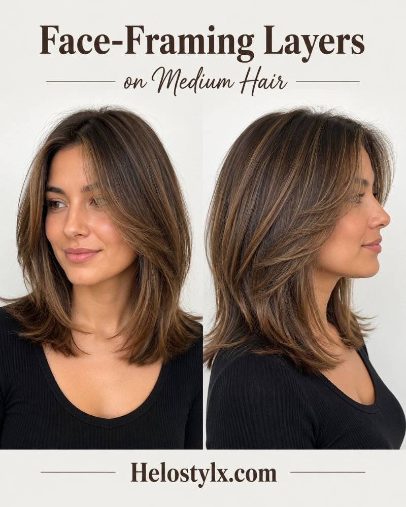 Face-Framing Layers on Medium Hair