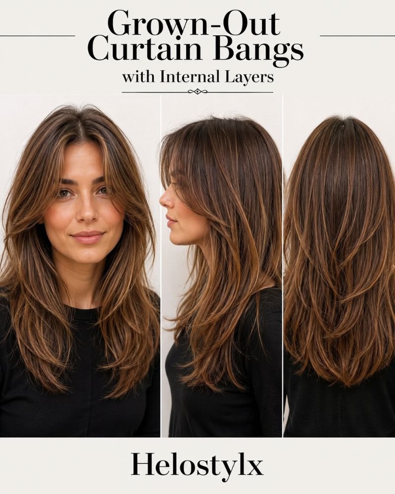 Grown-Out Curtain Bangs with Internal Layers