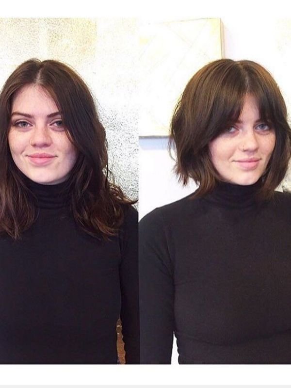 Before-And-After Brunette French Bob