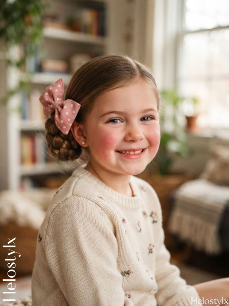 Braided Side Bun with a Big Bow
