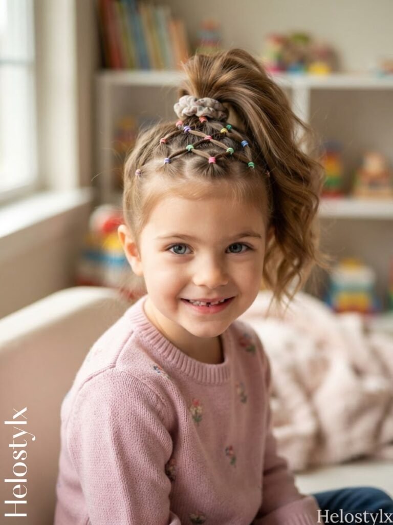 Criss-Cross Mini Elastics with a Top Pony