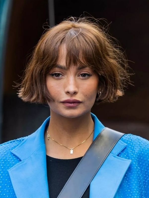 Glossy French Bob With Micro Bangs And Blunt Ends