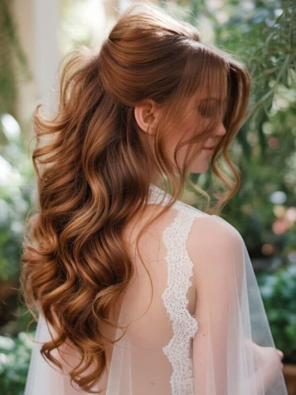 Half Up Bridal Hairstyle With Volume