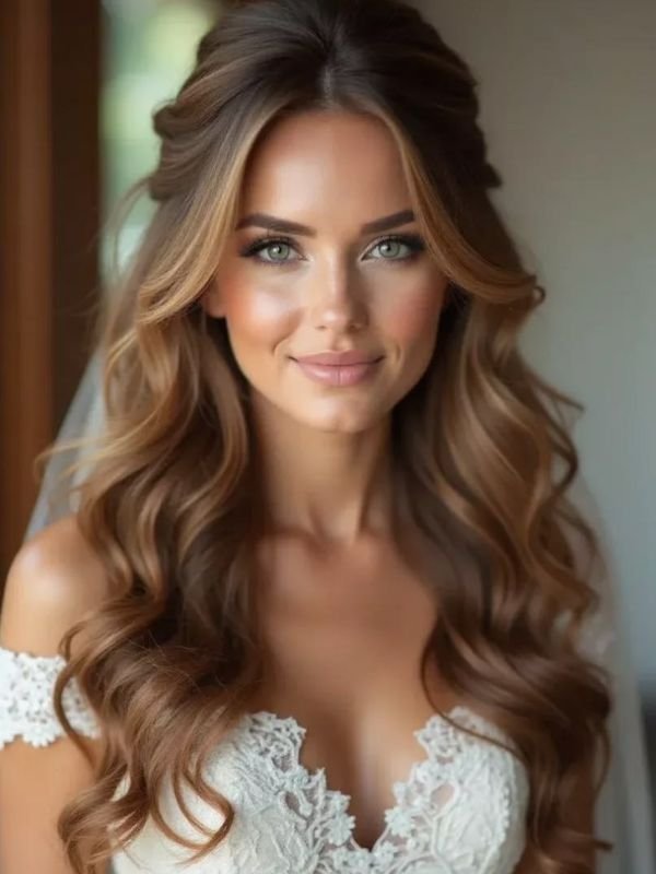 Half Up Half Down Wedding Hair With a Front View