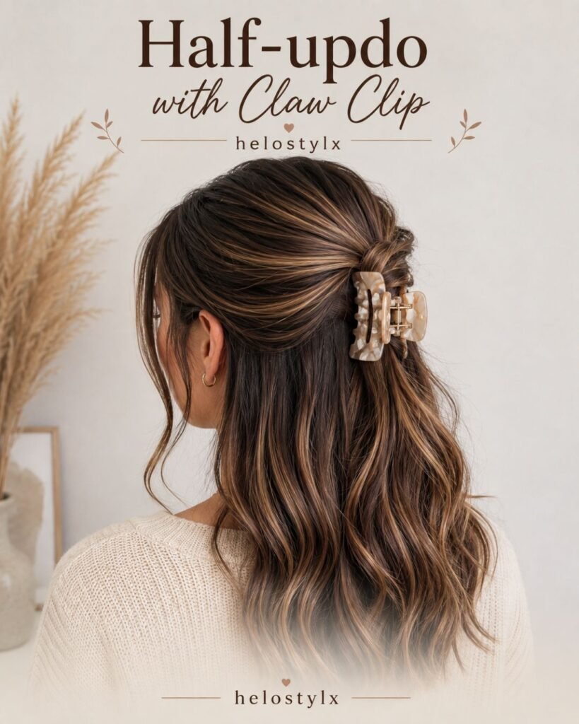 Half-updo with claw clip