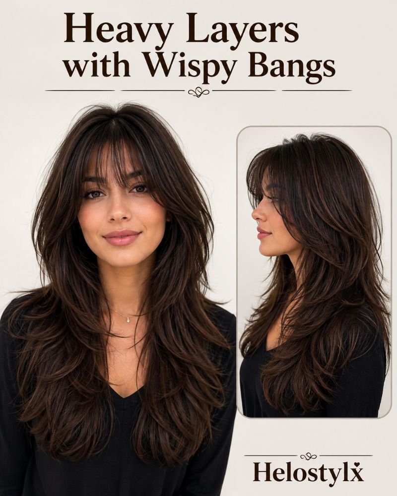 Heavy Layers with Wispy Bangs