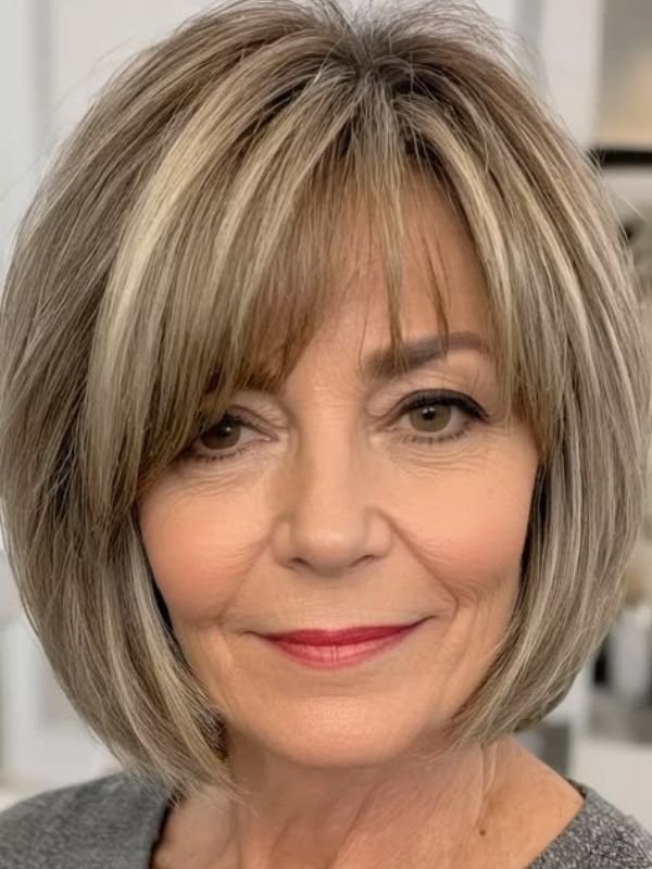 Layered Bob With Curtain Bangs