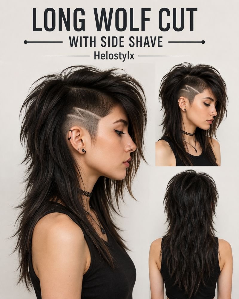 Long Wolf Cut with Side Shave