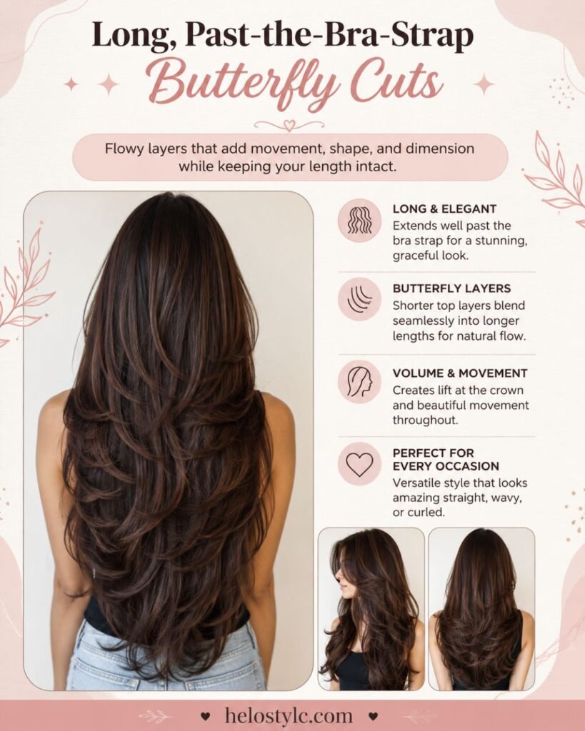 Long, past-the-bra-strap butterfly cuts 