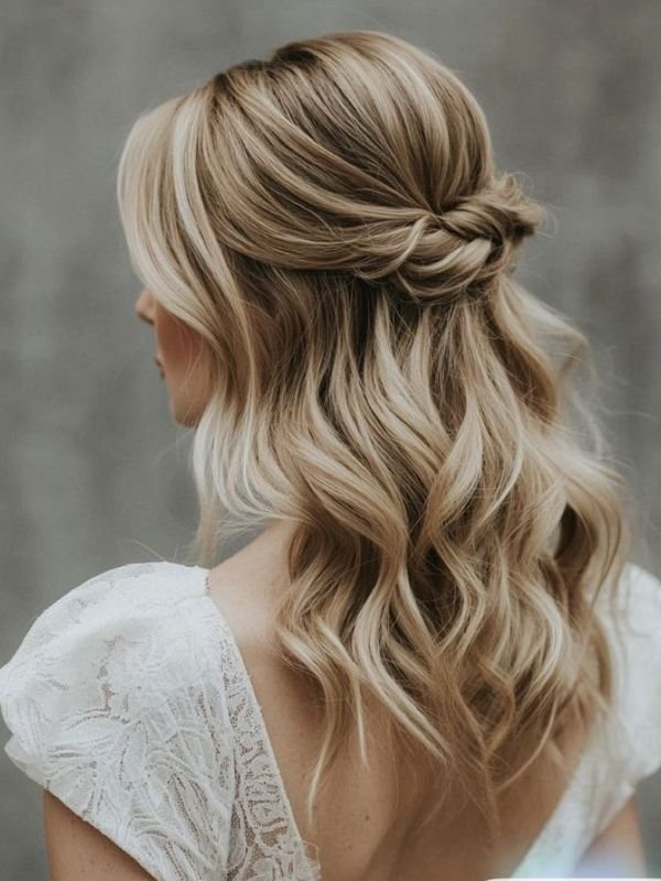 Medium Length Half Up Half Down Wedding Hair