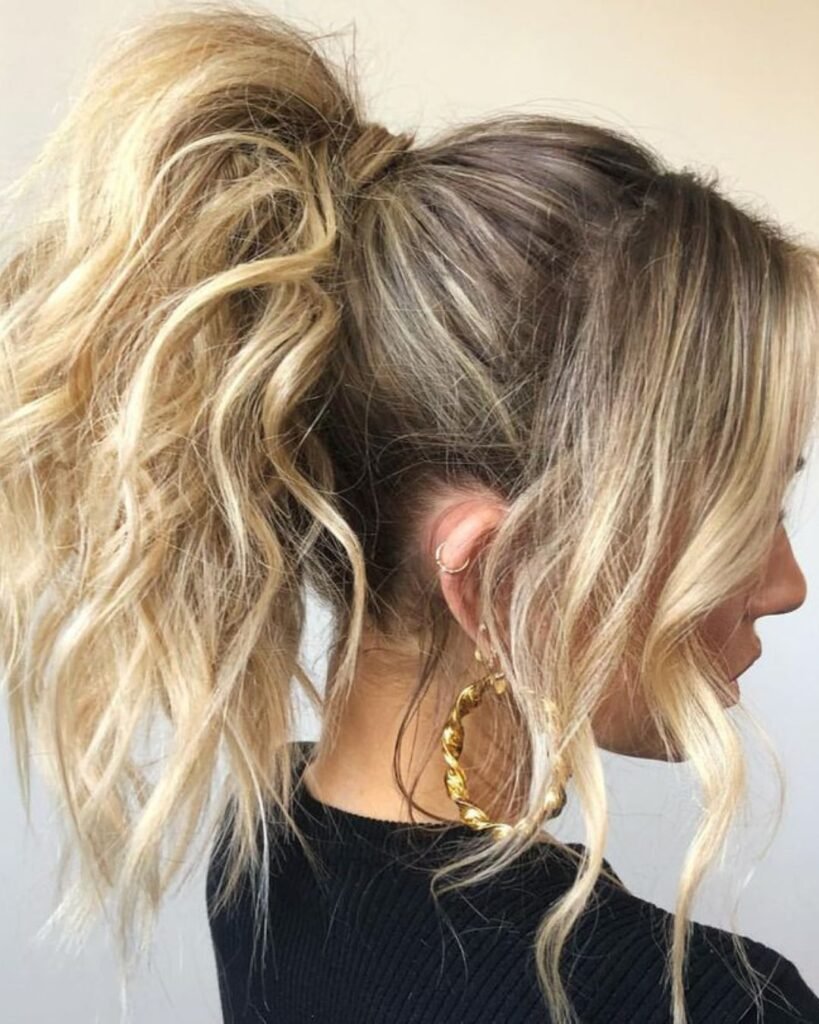 Messy high ponytail
