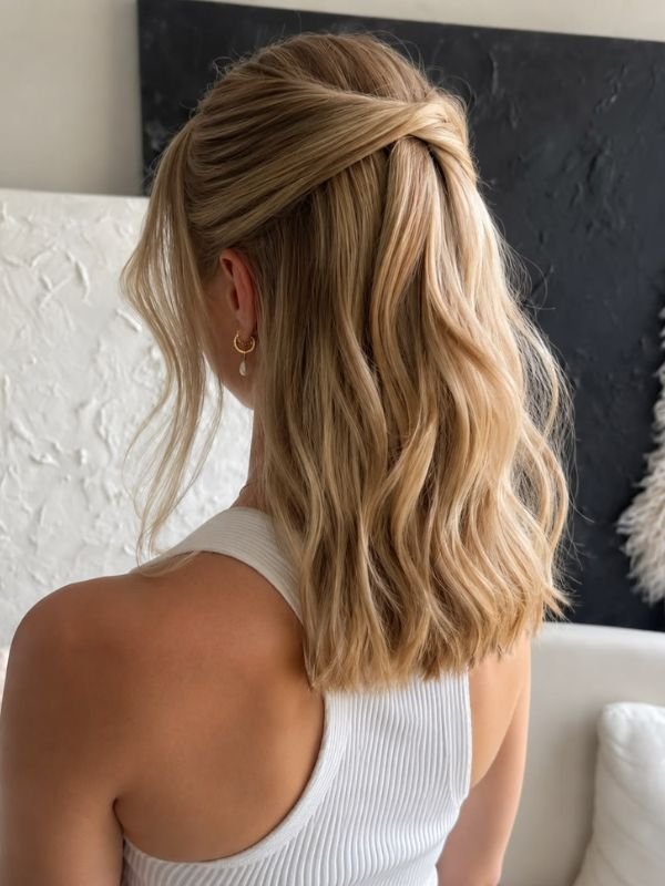 Mid Length Half Up Half Down Wedding Hair