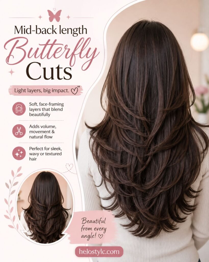 Mid-back length butterfly cuts 