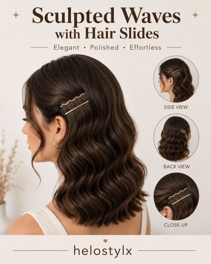 Sculpted waves with hair slides
