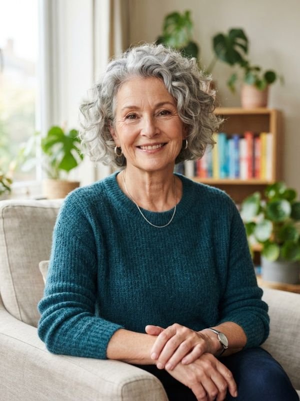 Short Curly Hairstyle for Gray Hair