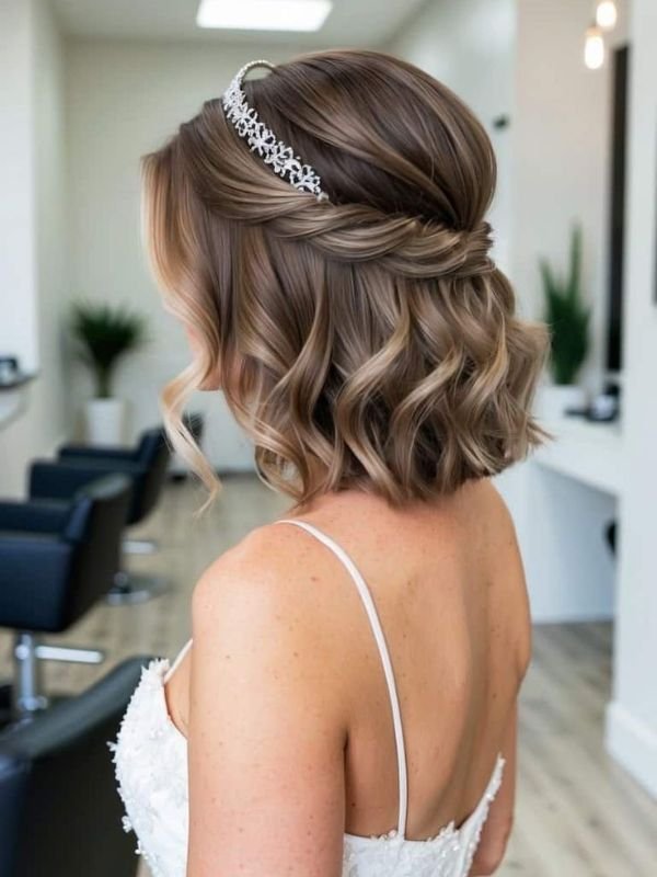 Short Wedding Hair Half Up Half Down