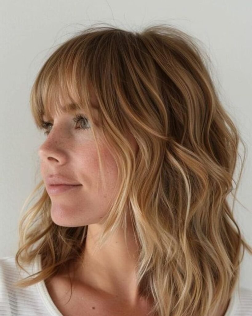 Shoulder Length Haircut With Curtain Bangs