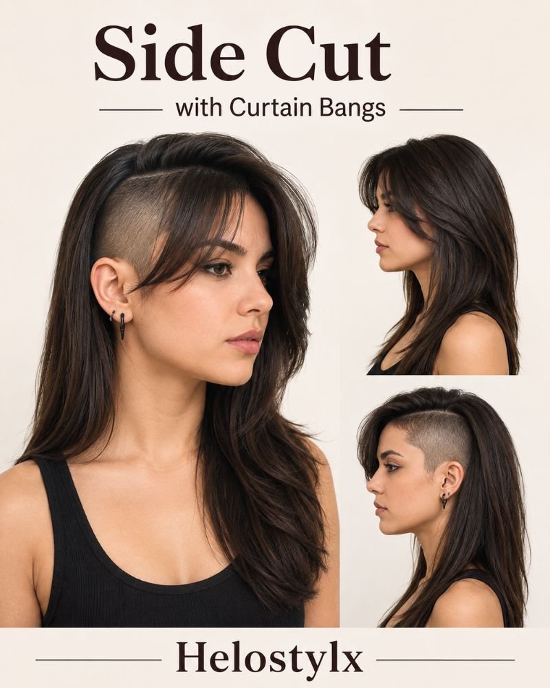 Side Cut with Curtain Bangs
