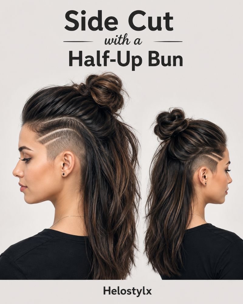 Side Cut with a Half-Up Bun