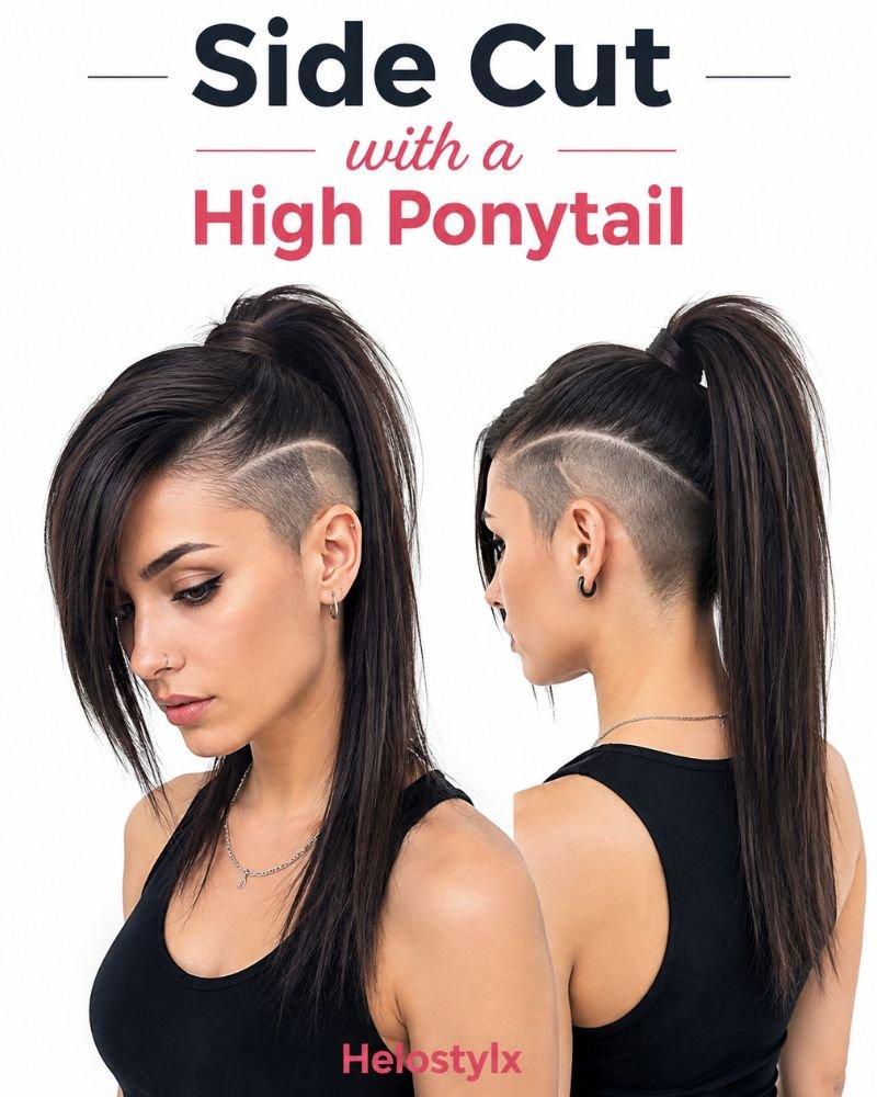 _Side Cut with a High Ponytail