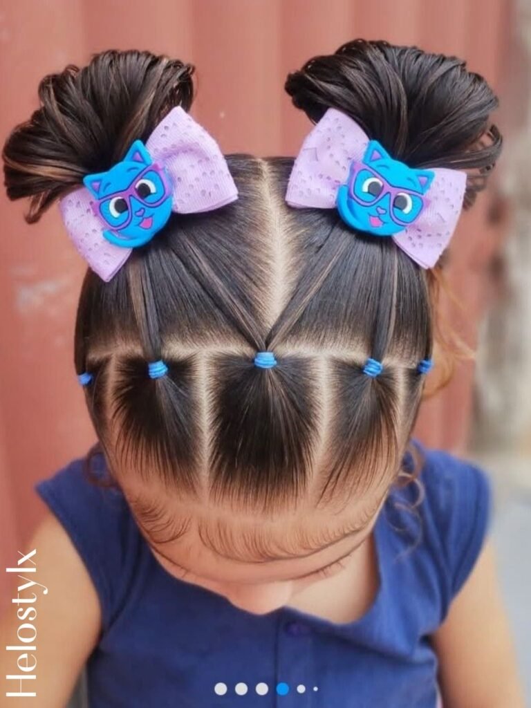 Side Pigtails with Colourful Clip Rows
