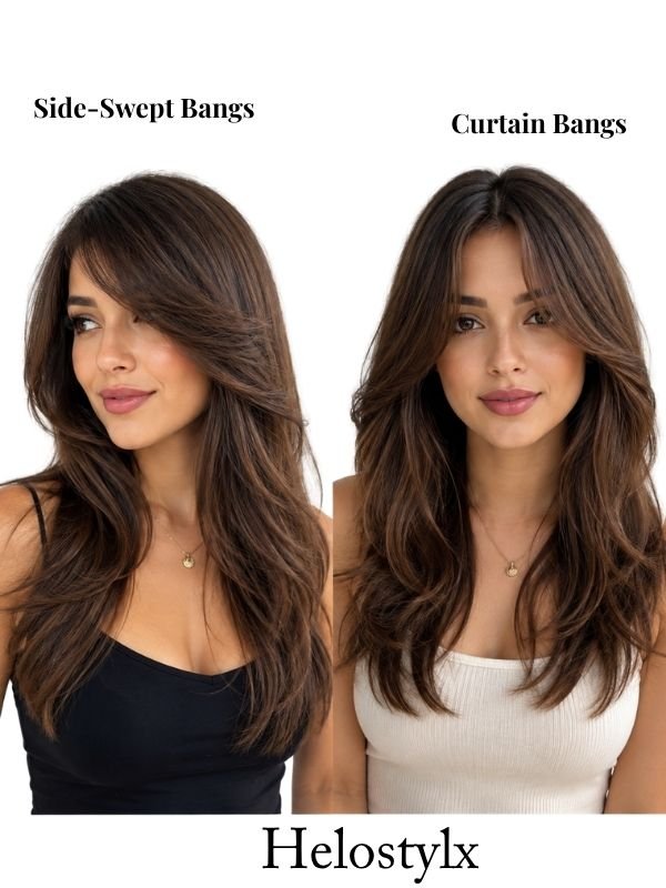 Side-Swept Bangs vs. Curtain Bangs