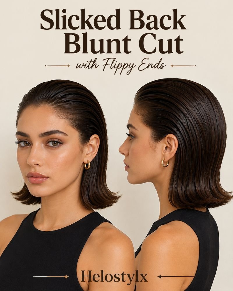 Slicked Back Blunt Cut with Flippy Ends
