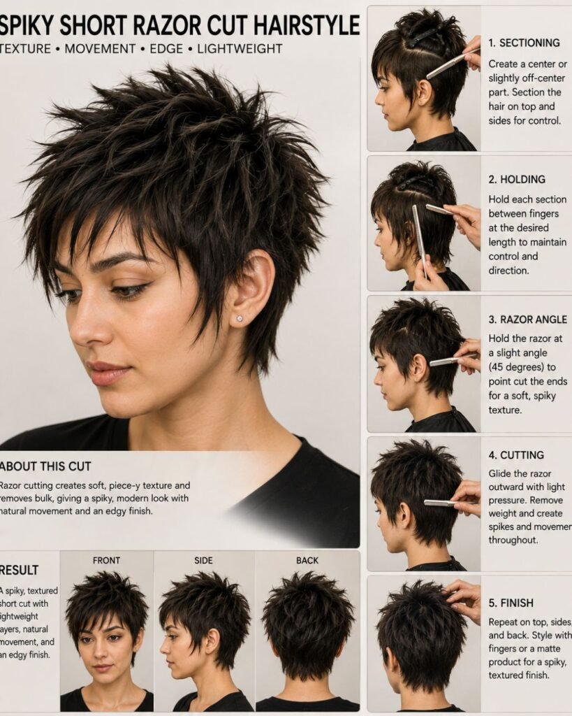 Spiky Short Razor Cut Hairstyle