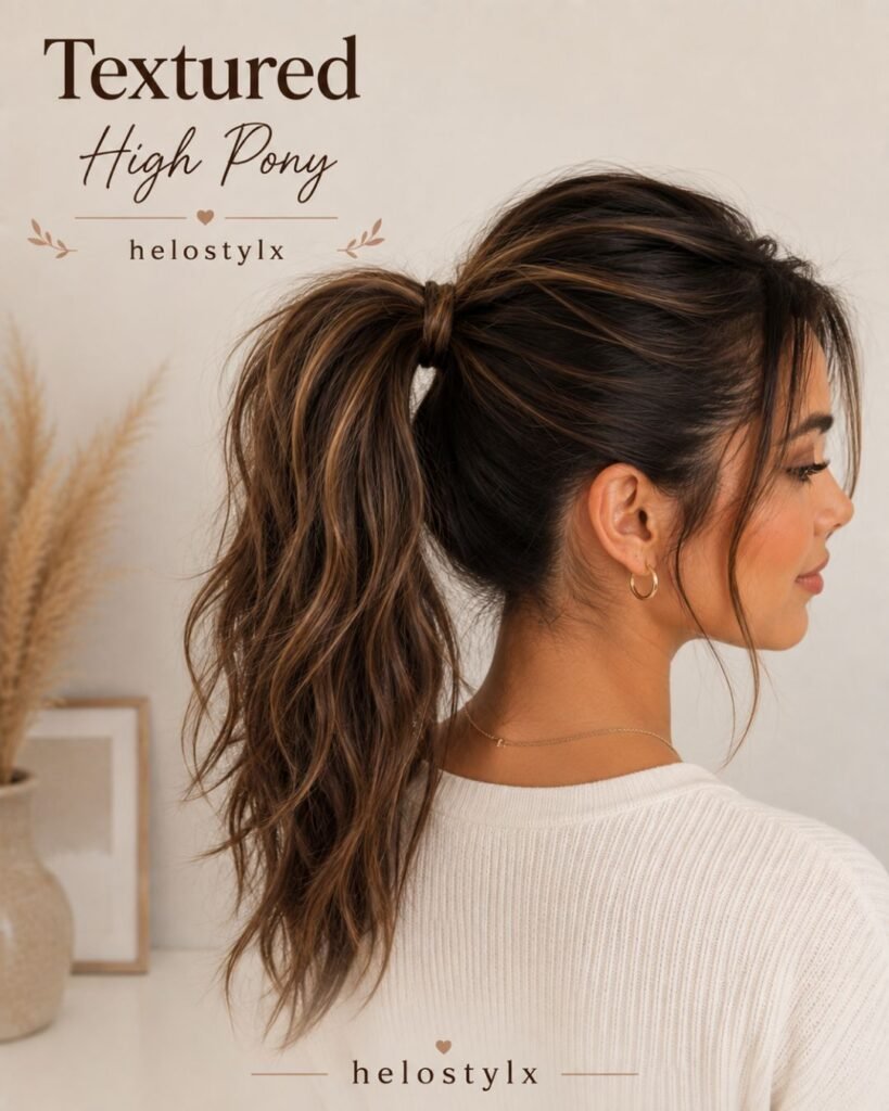 Textured high pony