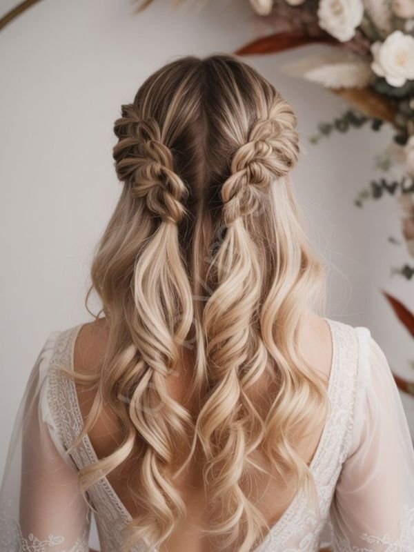 _Unique Plaited Half Up Wedding Hair