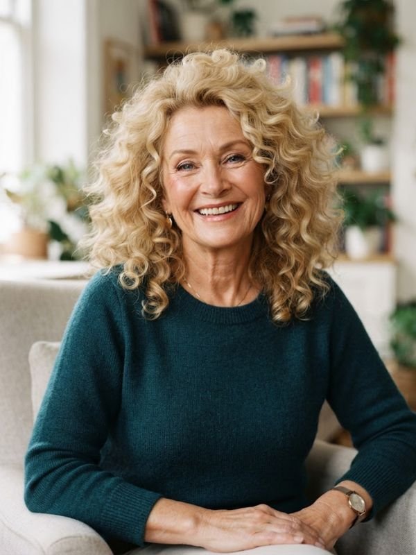 Voluminous Blonde Curls for Older Women