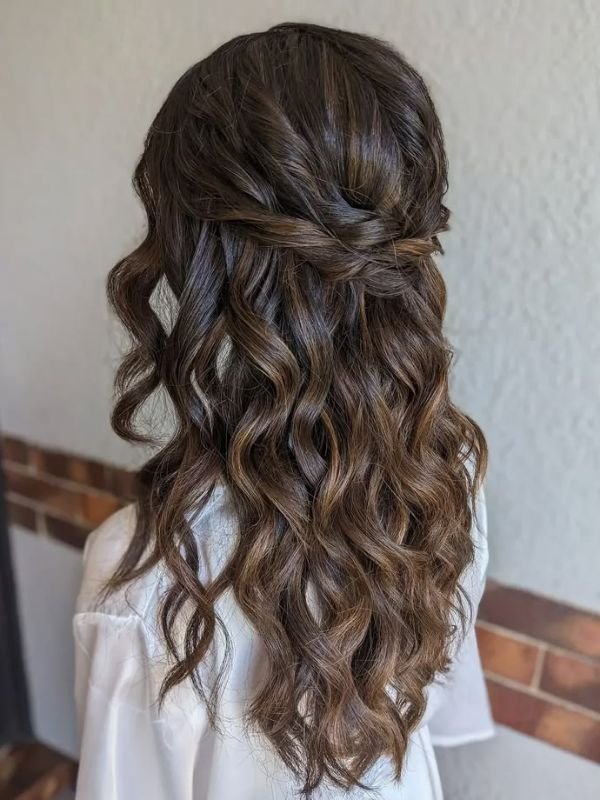 Wavy Half Up Half Down Wedding Hair