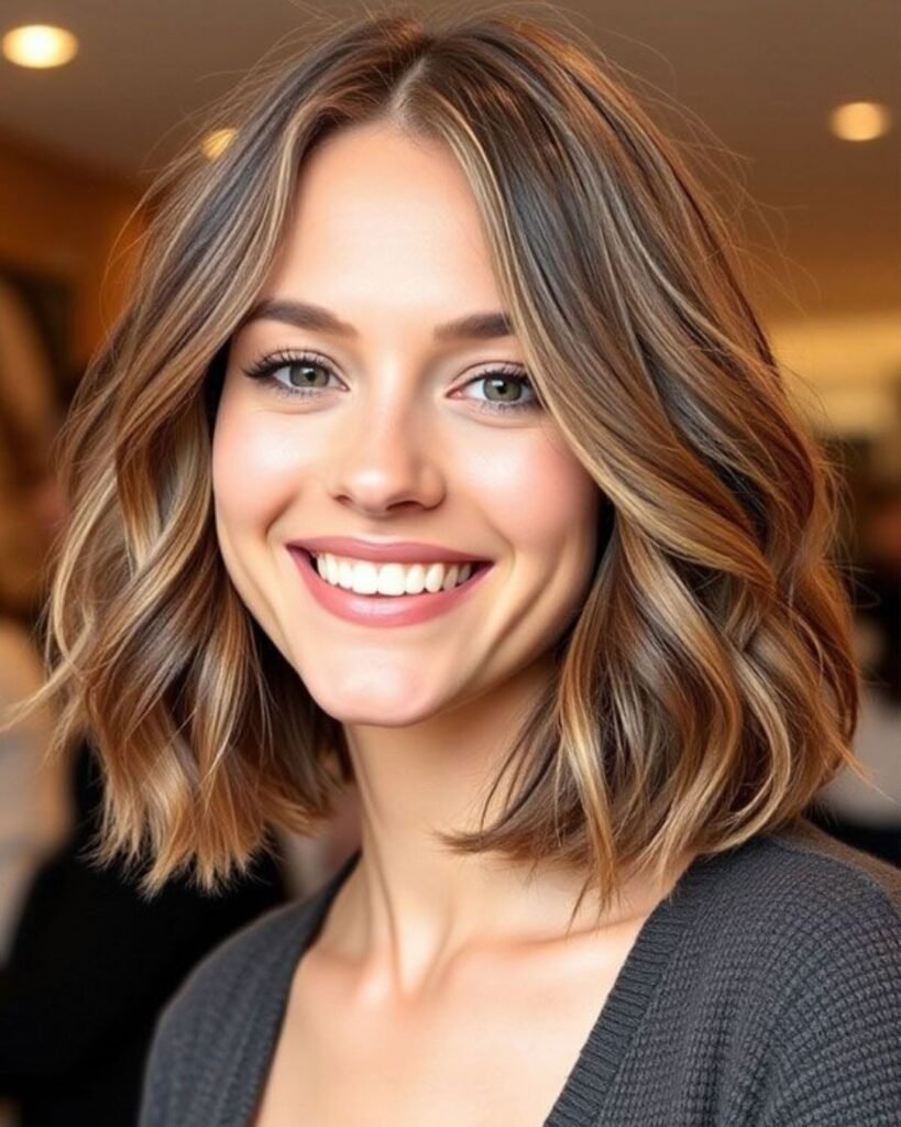 Wavy, Medium Length Lob