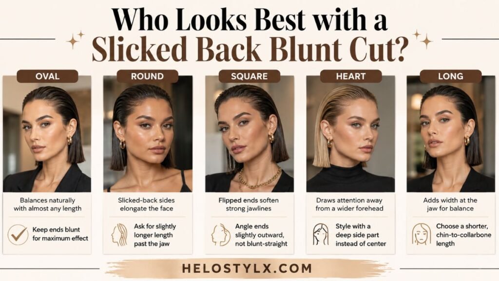 Who Looks Best with a Slicked Back Blunt Cut