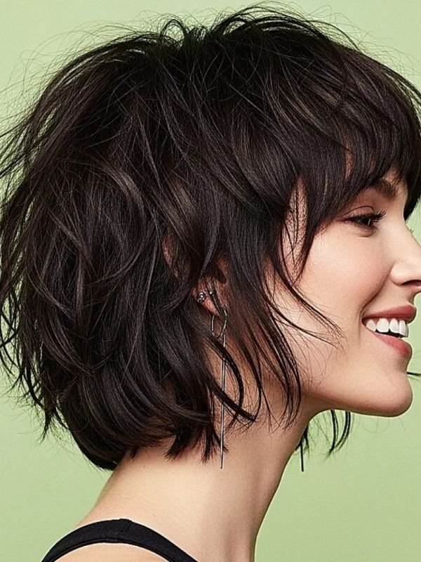 Wispy French Bob With Shaggy Layers