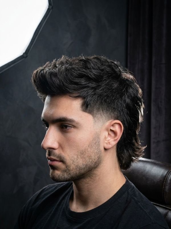 Burst Fade Mullet for Thick Hair
