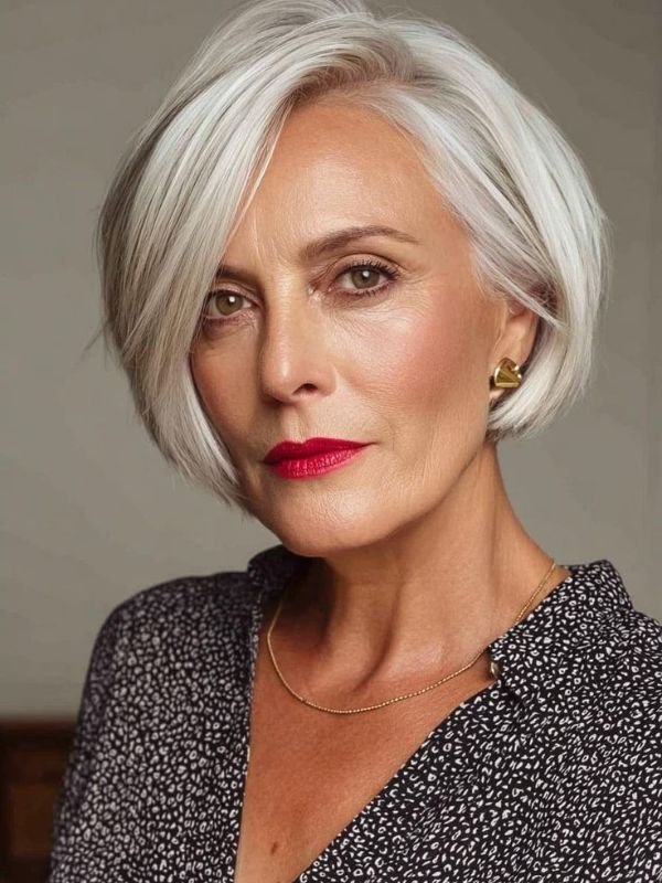 Angled Bob with Side-Swept Fringe