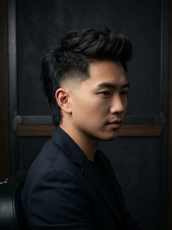 Asian Burst Fade Mullet