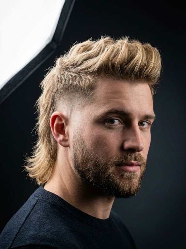 Blonde Burst Fade Mullet