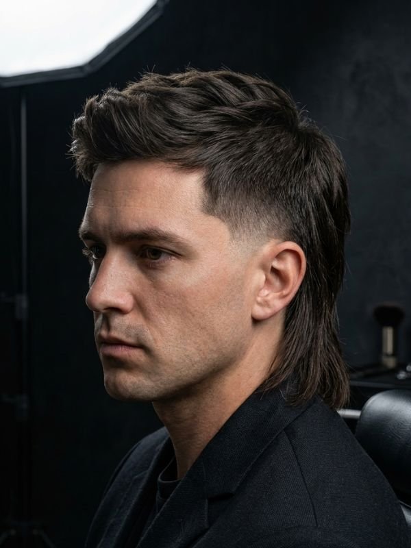 Burst Fade Mullet for Straight Hair