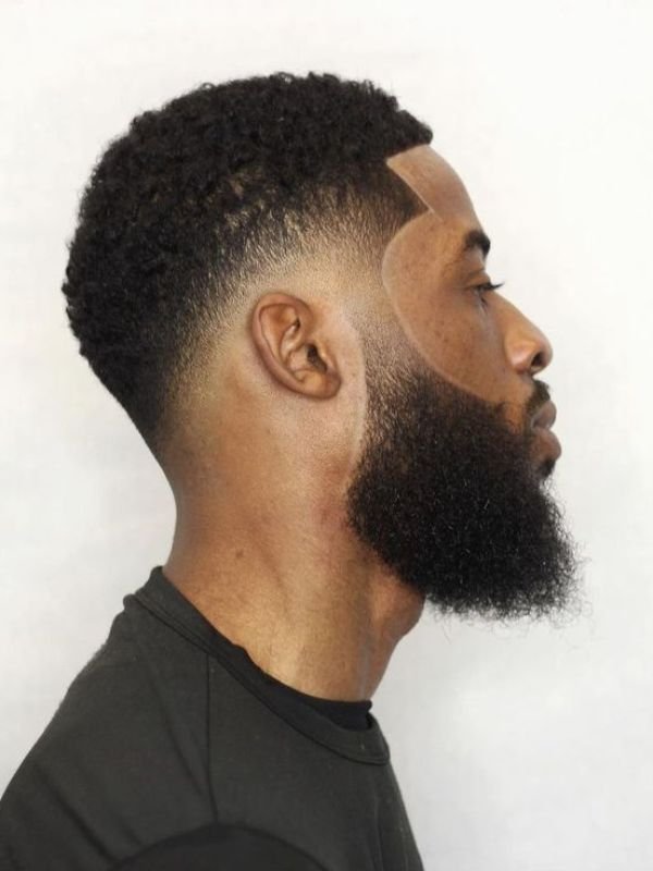 Curly Beard Connect with Mid Taper Fade