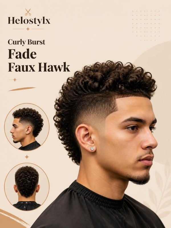 Curly Burst Fade Faux Hawk