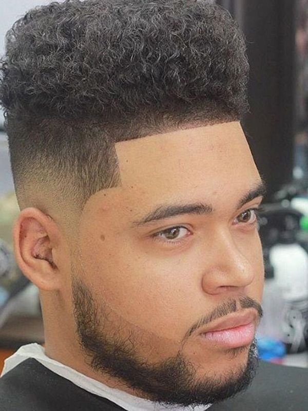 Curly Top Fade with Line Up
