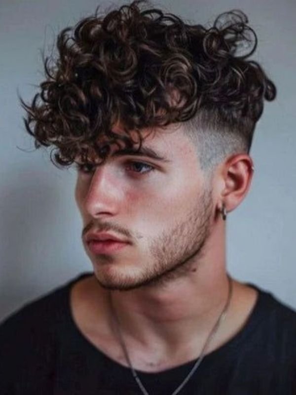 Curly Undercut with Mid Taper Fade