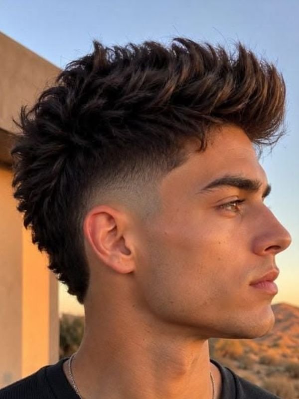 Faux Hawk Wavy Burst Fade