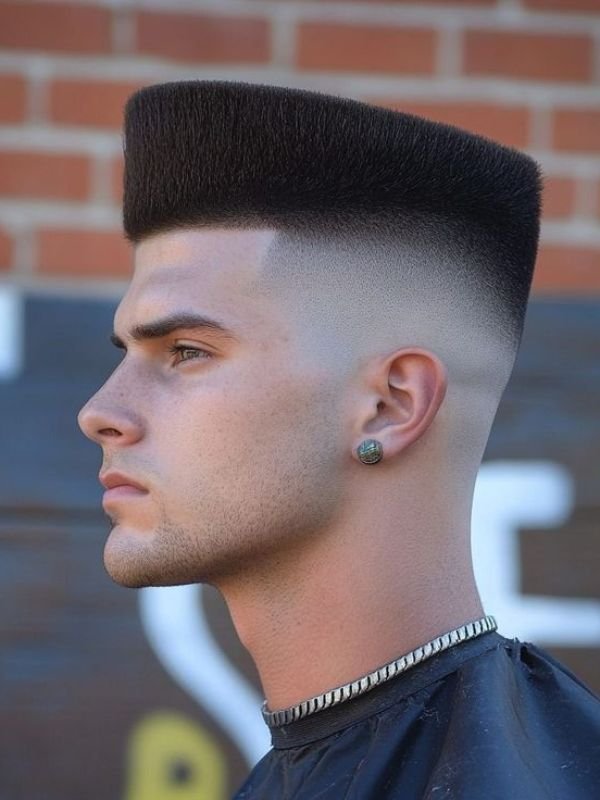 Flat Top with Mid Temple Fade
