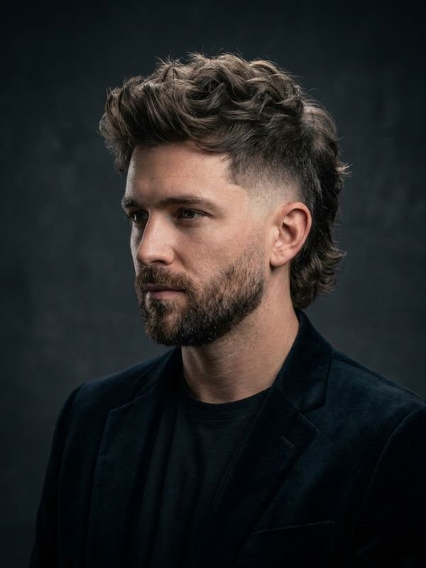 Fluffy Burst Fade Mullet