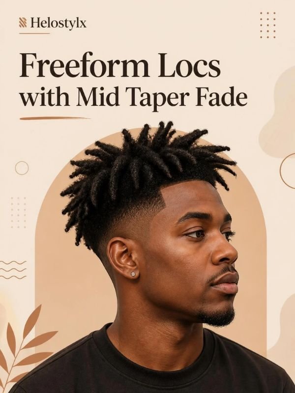 Freeform Locs with Mid Taper Fade