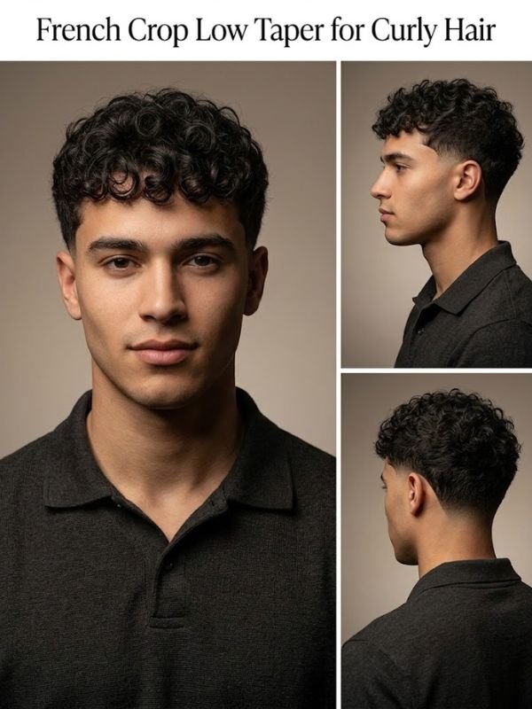 French Crop Low Taper for Curly Hair