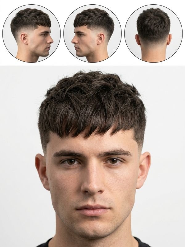 French Crop with Mid Drop Fade and Texture